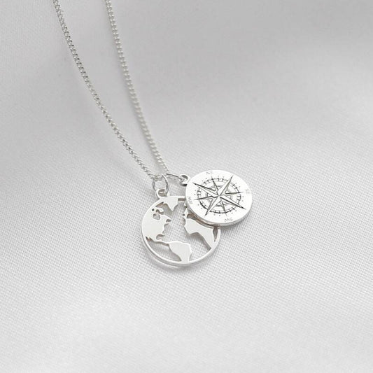 Map And Compass Necklace