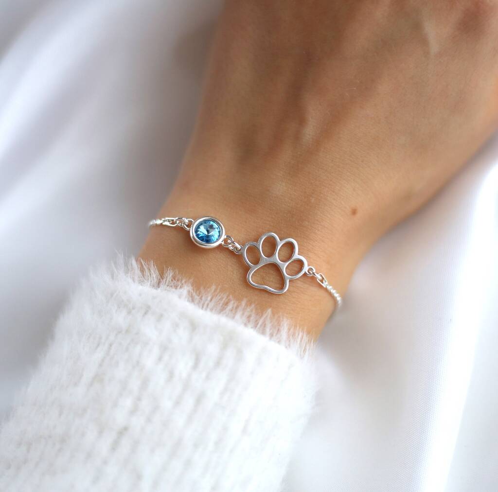 Paw and Birthstone Bracelet