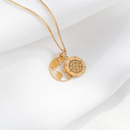 Follow Your Dreams - Map And Compass Necklace